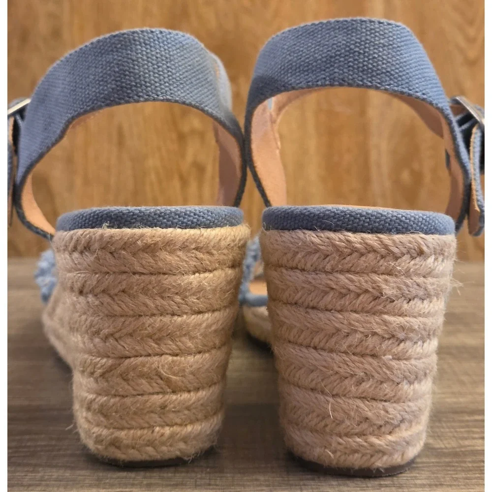 Lucky Brand‎ Moliey Wedge Espadrille Sandals Womens Size 9 Blue Fabric